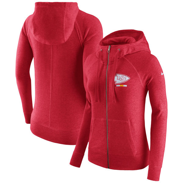 Kansas City Chiefs Nike Women's Gym Vintage Full Zip Hoodie Red - Click Image to Close