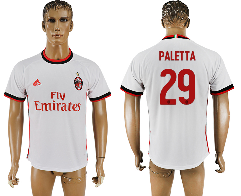 2017-18 AC Milan 29 PALETTA Away Thailand Soccer Jersey