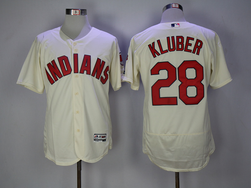 Indians 28 Corey Kluber Cream Flexbase Jersey - Click Image to Close