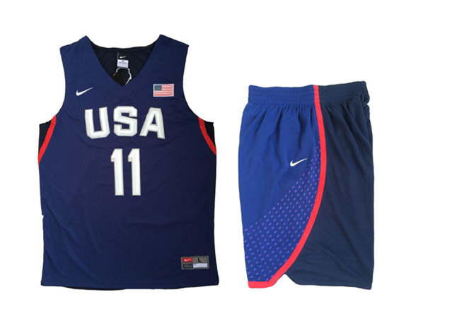 USA 11 Klay Thompson Navy 2016 Olympic Basketball Team Jersey(With Shorts)