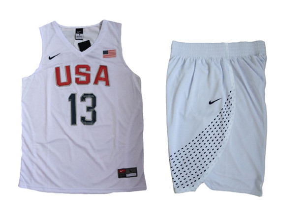 USA 13 Paul George White 2016 Olympic Basketball Team Jersey(With Shorts)