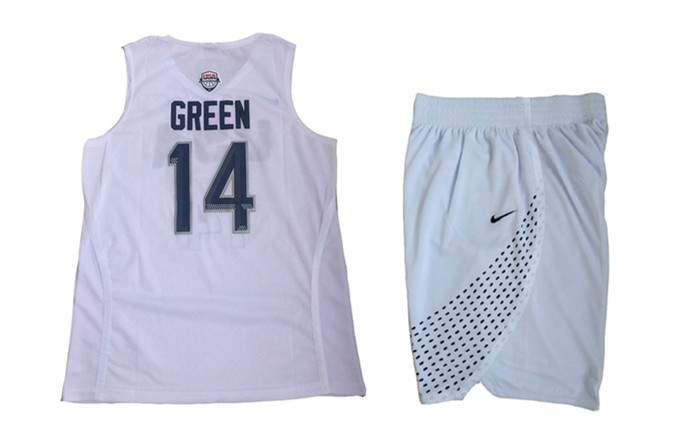 USA 14 Draymond Green White 2016 Olympic Basketball Team Jersey(With Shorts)