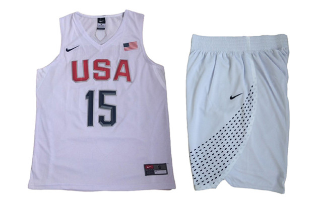 USA 15 Carmelo Anthony White 2016 Olympic Basketball Team Jersey(With Shorts)