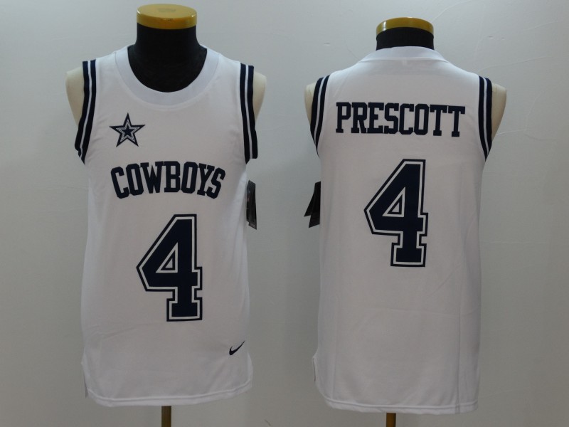 Nike Cowboys 4 Dak Prescott White Color Rush Name & Number Tank Top