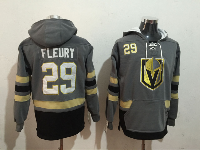 Vegas Golden Knights 29 Marc-Andre Fleury Gray All Stitched Hooded Sweatshirt