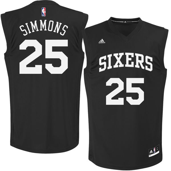 76ers 25 Ben Simmons Black Chase Fashion Replica Jersey