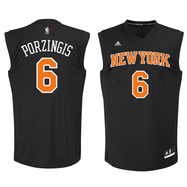 Knicks 6 Kristaps Porzingis Black Fashion Replica Jersey