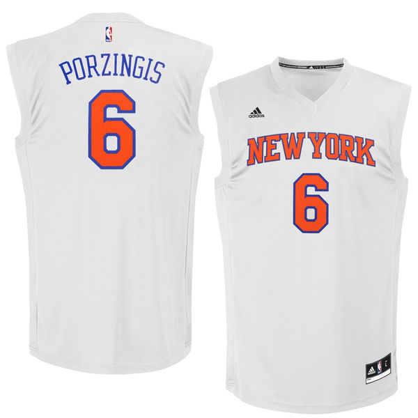 Knicks 6 Kristaps Porzingis White Chase Fashion Replica Jersey