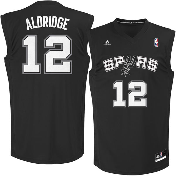 Spurs 12 LaMarcus Aldridge Black Fashion Replica Jersey