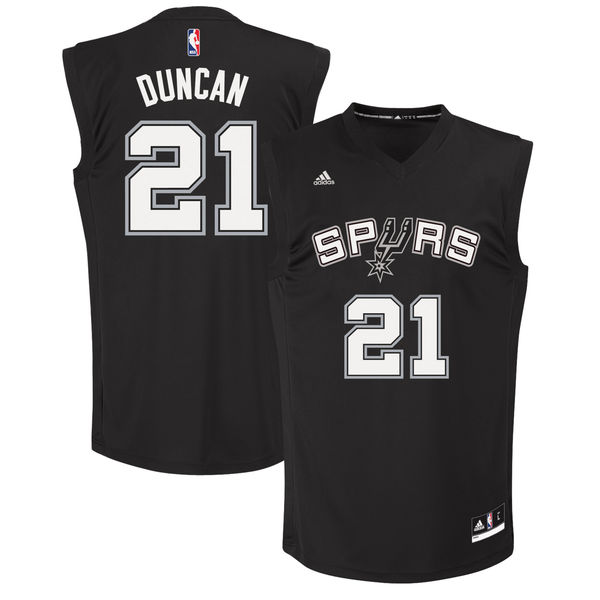 Spurs 21 Tim Duncan Black Fashion Replica Jersey