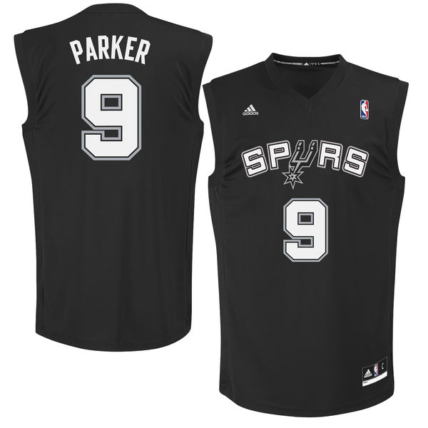 Spurs 9 Tony Parker Black Fashion Replica Jersey