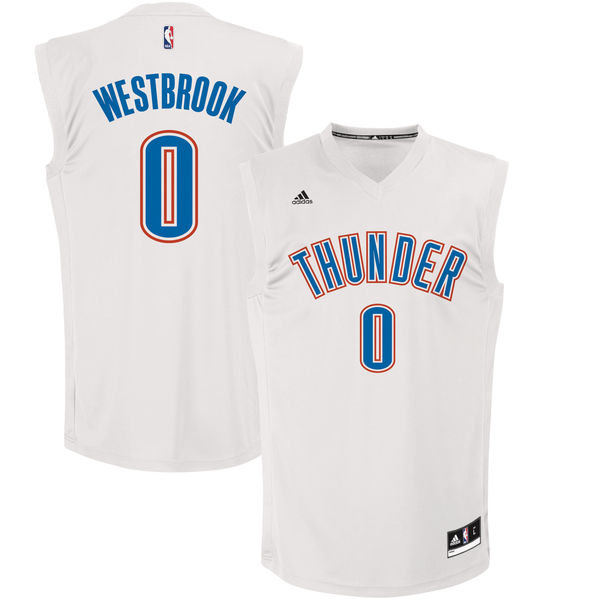 Thunder 0 Russell Westbrook White Fashion Replica Jersey