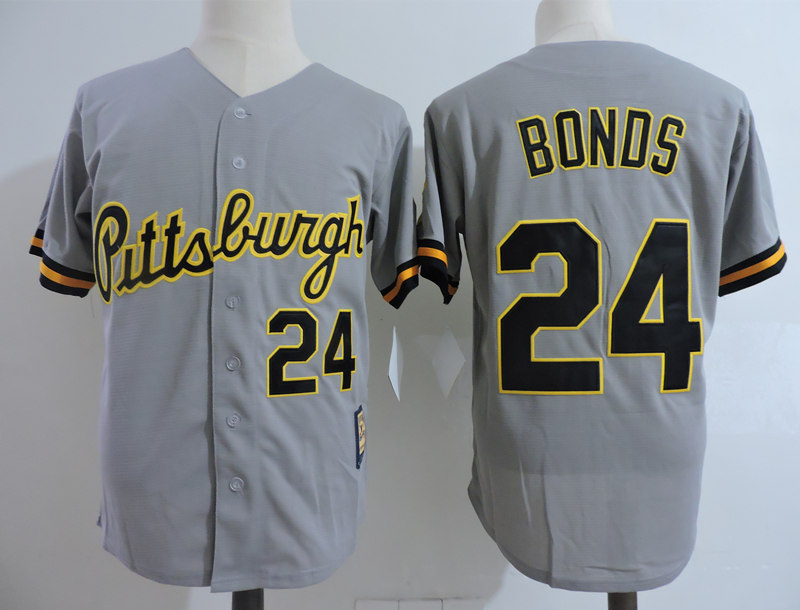 Pirates 24 Barry Bonds Gray Cooperstown Collection Jersey