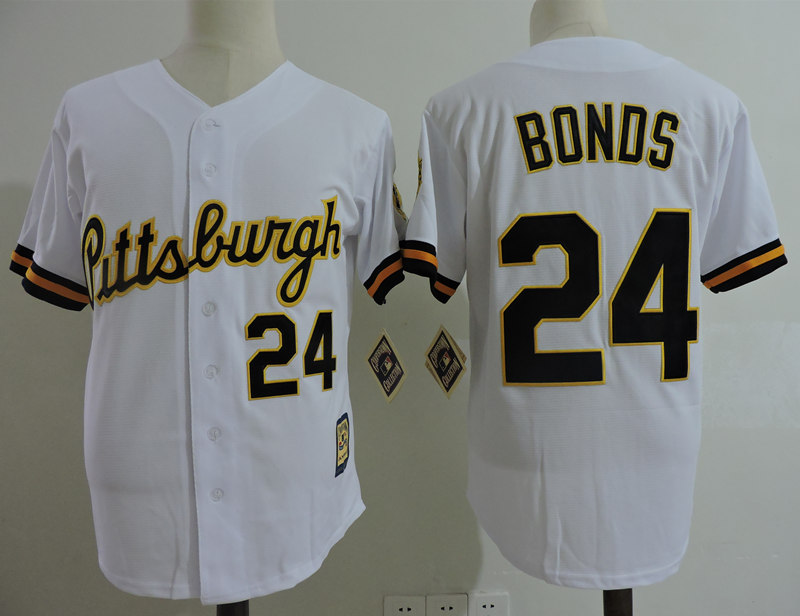 Pirates 24 Barry Bonds White Cooperstown Collection Jersey