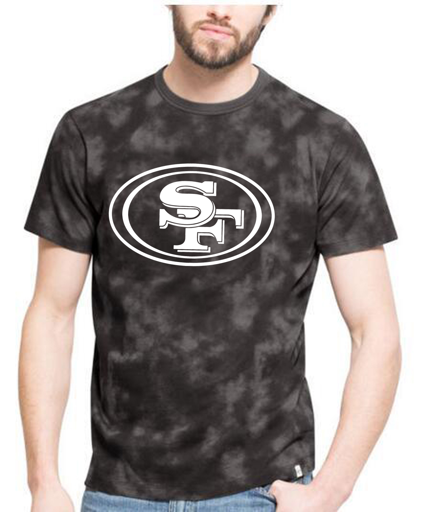 49ers Team Logo Black Camo Men's T Shirt - Click Image to Close