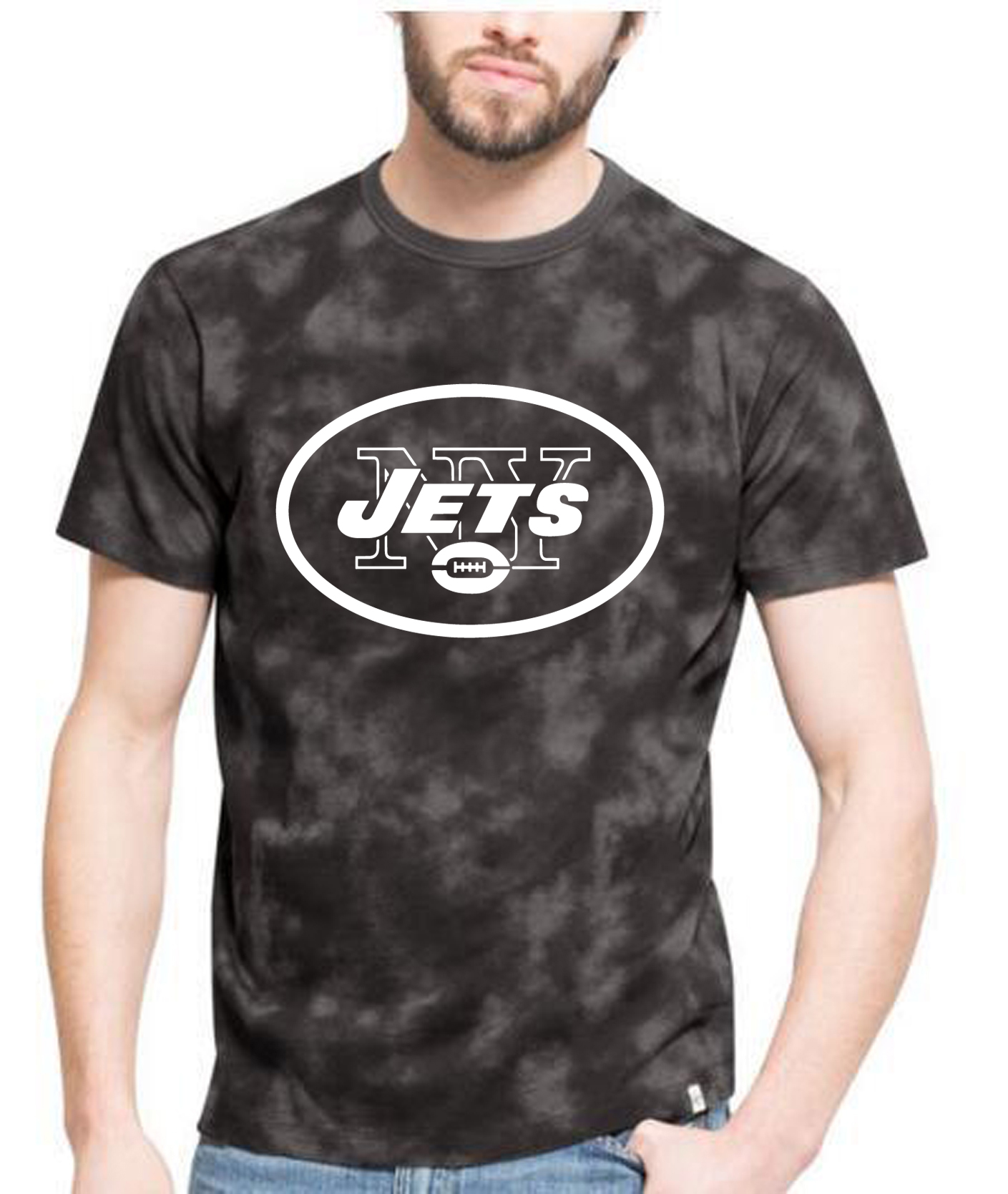 Jets Team Logo Black Camo Men's T Shirt