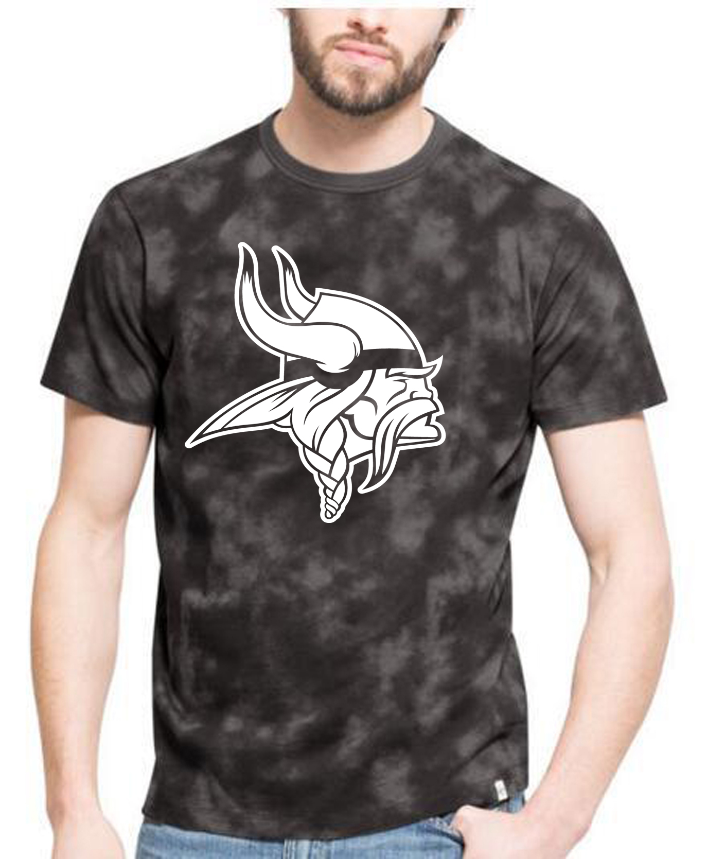 Vikings Team Logo Black Camo Men's T Shirt