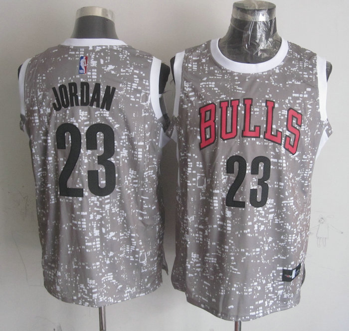 Bulls 23 Michael Jordan Gray City Luminous Jersey
