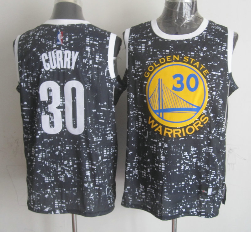 Warriors 30 Stephen Curry Black City Luminous Jersey