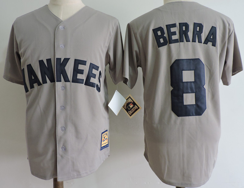 Yankees 8 Yogi Berra Gray Cooperstown Collection Jersey - Click Image to Close