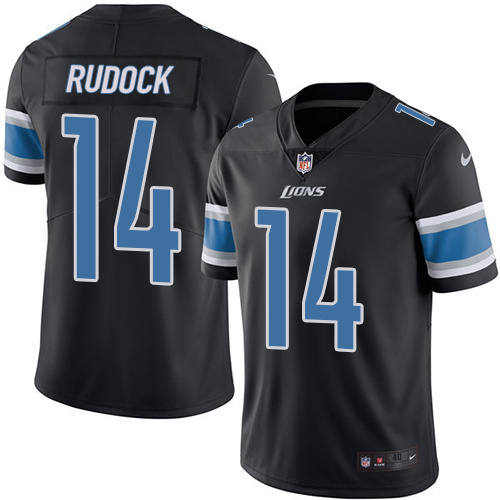Nike Lions 14 Rudock Jake Black Youth Color Rush Limited Jersey
