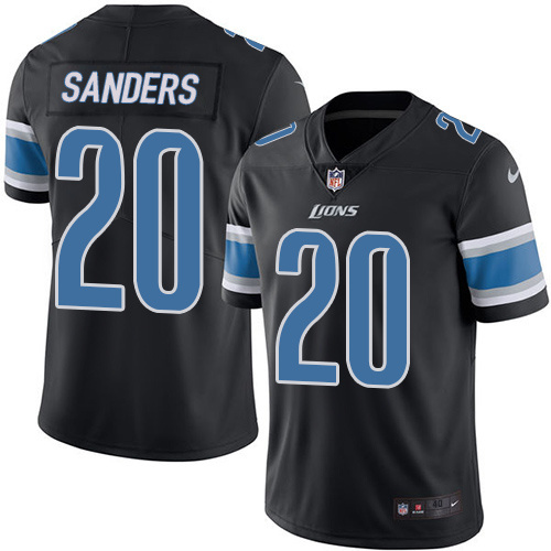 Nike Lions 20 Barry Sanders Black Color Rush Limited Jersey