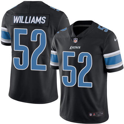 Nike Lions 52 Williams Antwione Black Color Rush Limited Jersey