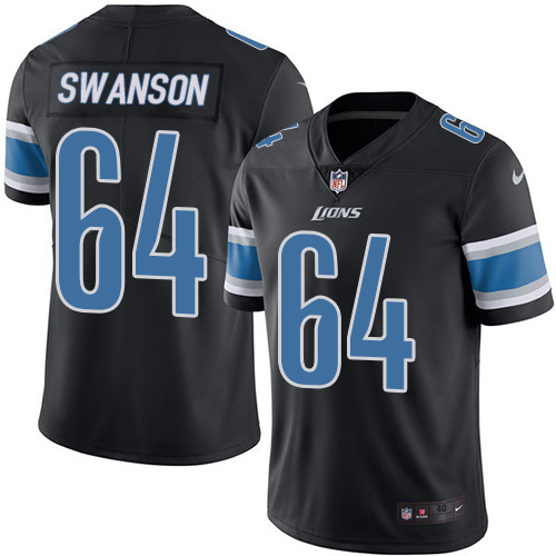 Nike Lions 64 Swanson Travis Black Color Rush Limited Jersey