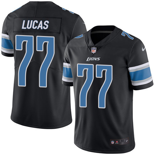 Nike Lions 77 Lucas Cornelius Black Color Rush Limited Jersey