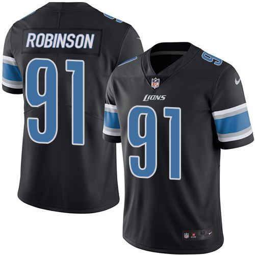 Nike Lions 91 Robinson A'Shawn Black Color Rush Limited Jersey