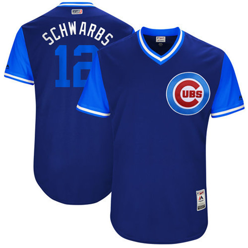Cubs 12 Kyle Schwarber Schwarbs Majestic Royal 2017 Players Weekend Jersey - Click Image to Close