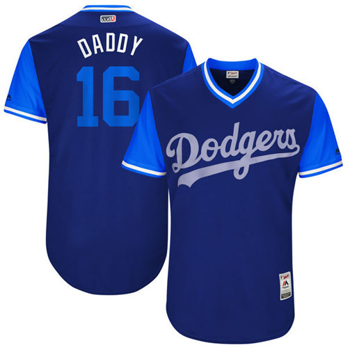 Dodgers 16 Andre Ethier Daddy Majestic Royal 2017 Players Weekend Jersey