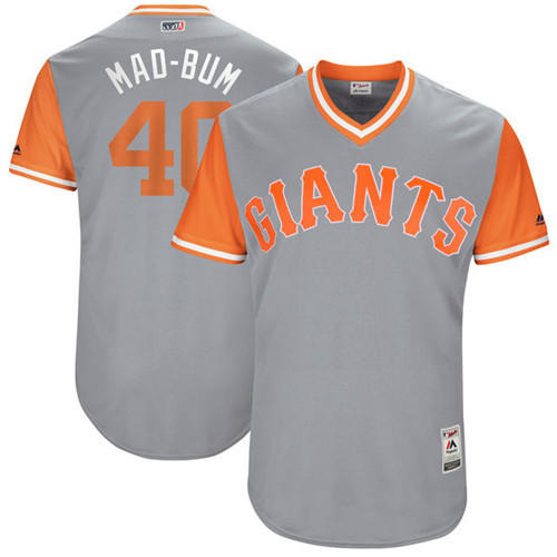 Giants 40 Madison Bumgarner Mad Bum Majestic Gray 2017 Players Weekend Jersey - Click Image to Close