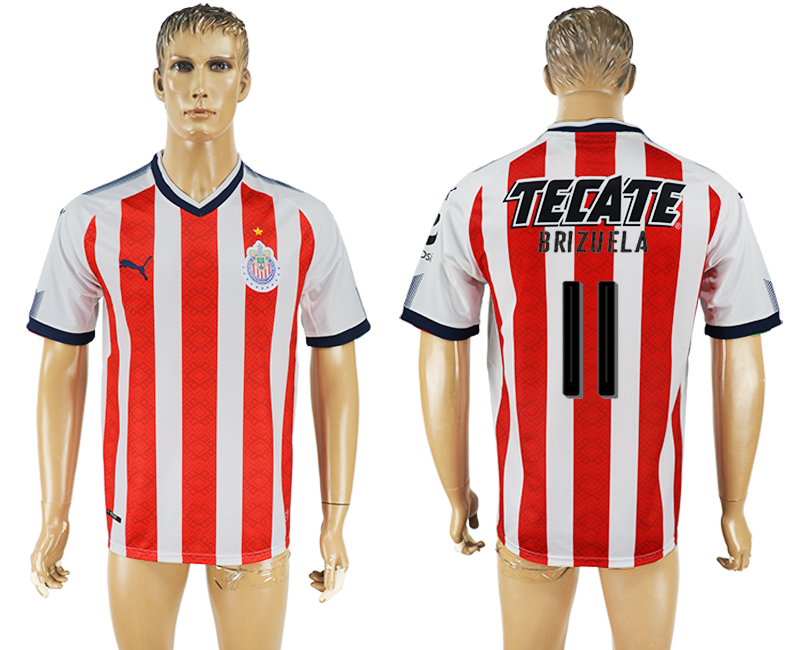 2017-18 Guadalajara 11 BRIZUELA Home Thailand Soccer Jersey 2017-18 Guadalajara 11 BRIZUELA Home Thailand Soccer Jersey