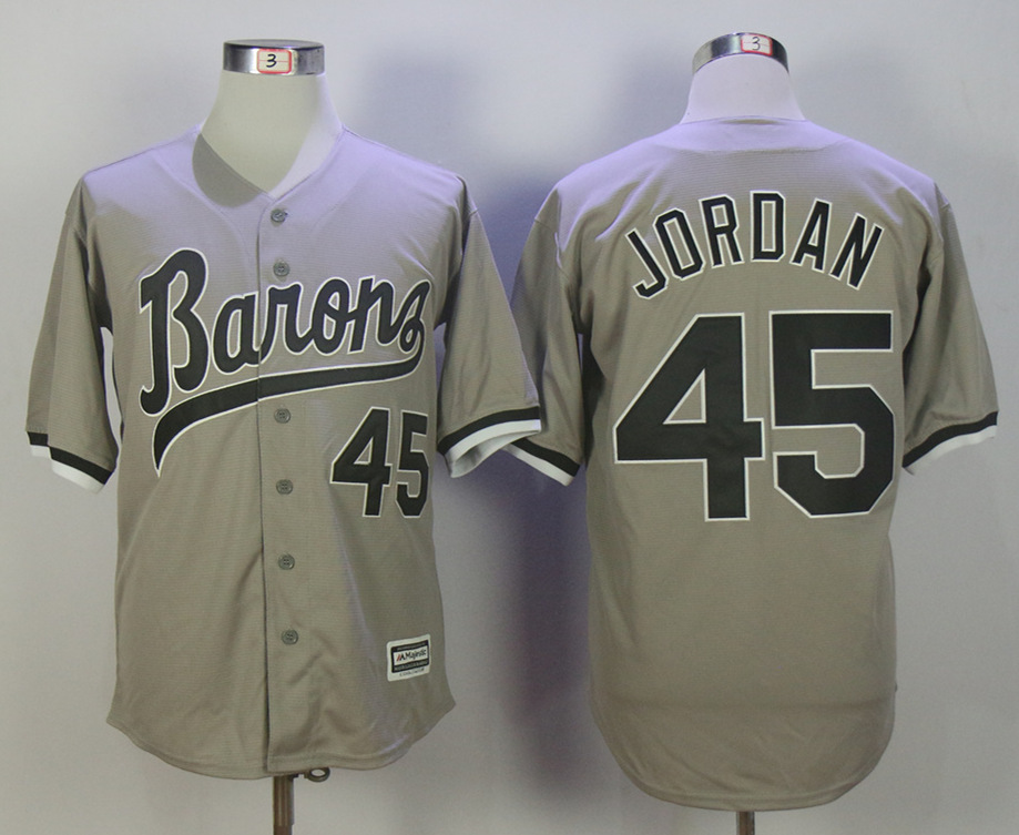 Birmingham Barons 45 Michael Jordan Gray Stitched Movie Baseball Jersey