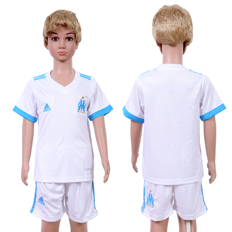 2017-18 Marseille Home Youth Soccer Jersey