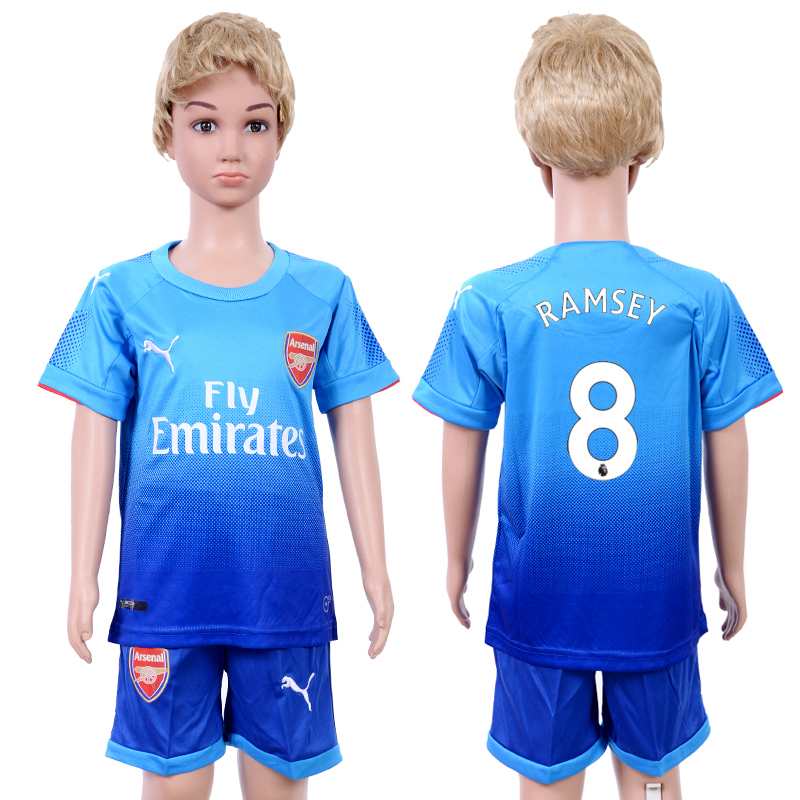 2017-18 Arsenal 8 RAMSEY Away Youth Soccer Jersey