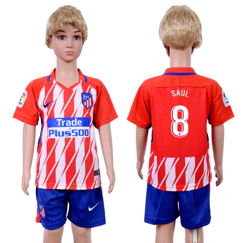 2017-18 Atletico Madrid 8 SAUL Home Youth Soccer Jersey