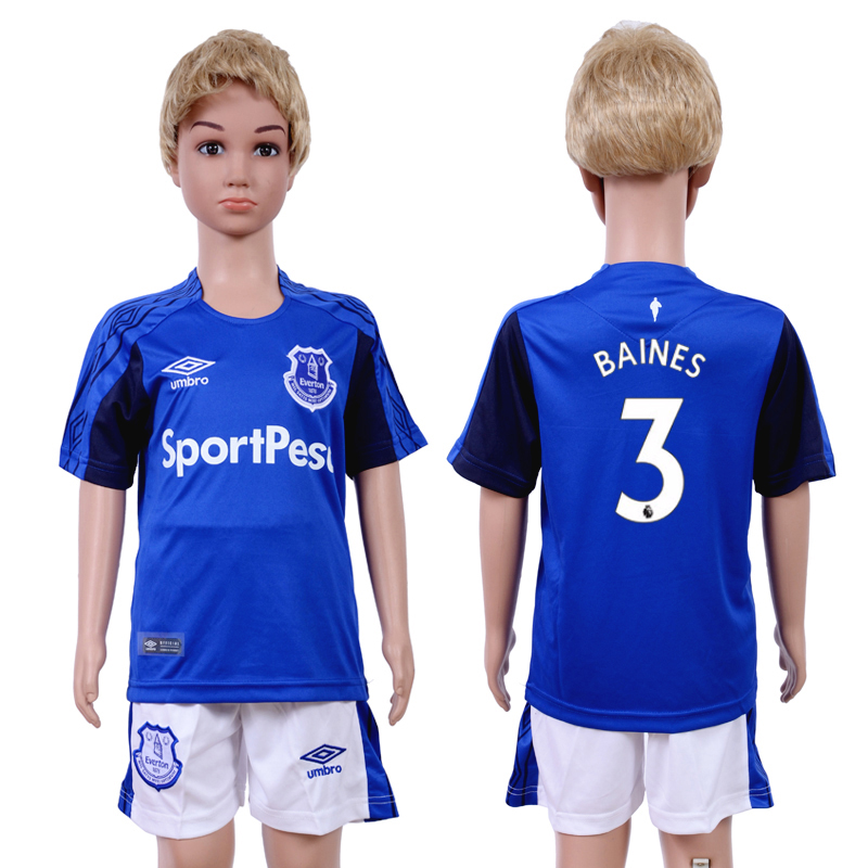 2017-18 Everton 3 BAINES Home Youth Soccer Jersey