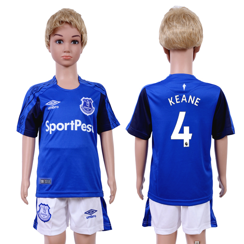 2017-18 Everton 4 KEANE Home Youth Soccer Jersey