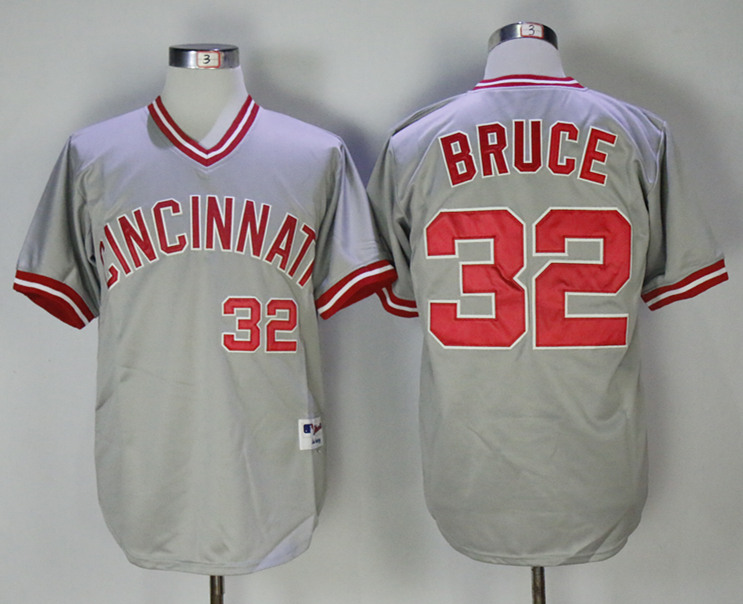 Reds 32 Jay Bruce Gray Throwback Jersey - Click Image to Close