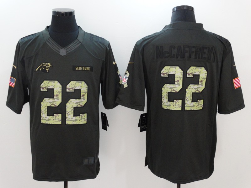 Nike Panthers 22 Christian McCaffrey Anthracite Salute to Service Limited Jersey