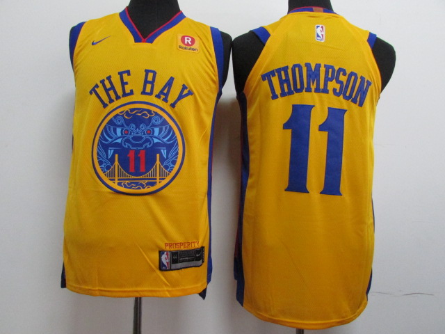 Warriors 11 Klay Thompson Gold City Edition Authentic Jersey