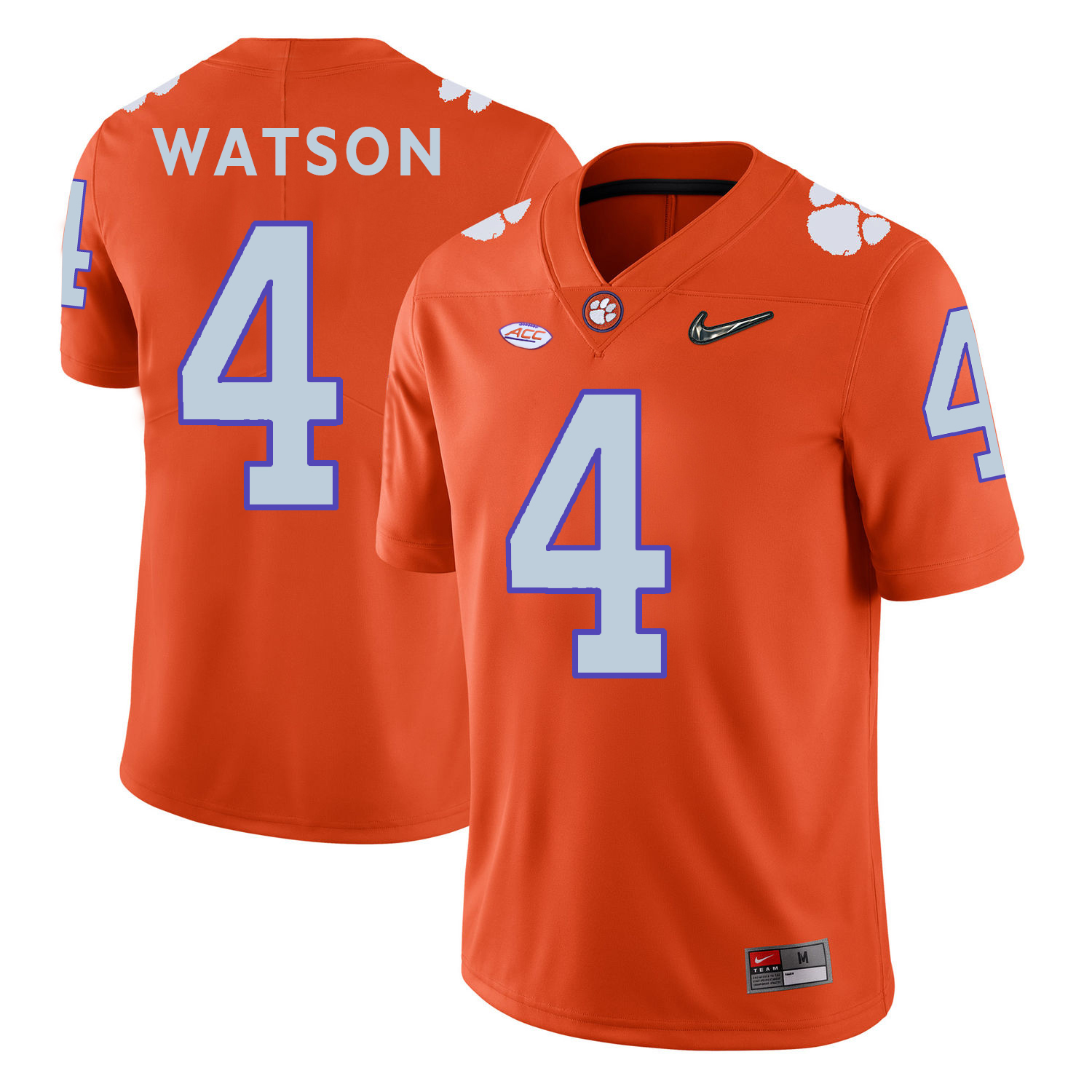 Clemson Tigers 4 DeShaun Watson Orange With Diamond Logo College Football Jersey