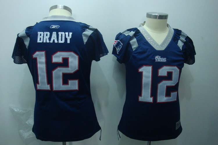 Patriots 12 Tom Brady Navy Field Flirt Women Jersey
