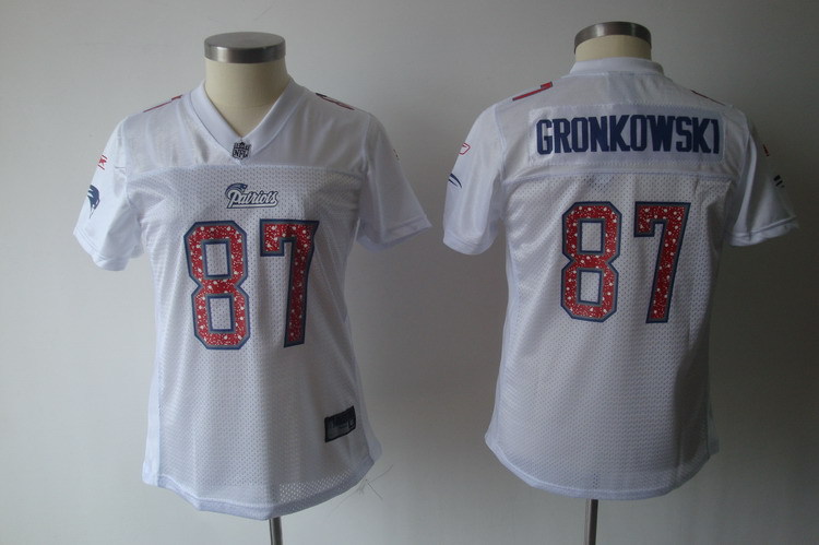 Patriots 87 Rob Gronkowski White Women Jersey