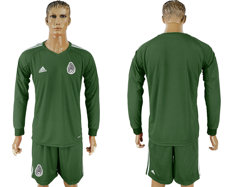 Mexico Military Green Goalkeeper 2018 FIFA World Cup Long Sleeve Soccer Jersey