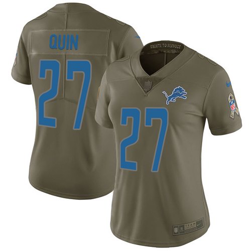 Nike Detroit Lions 27 Glover Quin Olive Women Salute To Service Limited Jersey