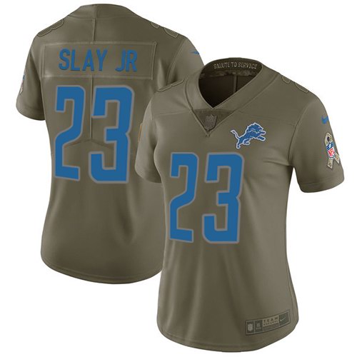 Nike Lions 23 Darius Slay Jr Olive Women Salute To Service Limited Jersey