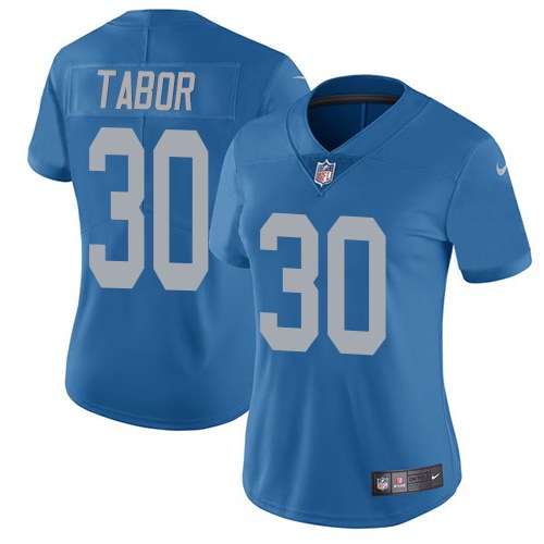 Nike Lions 30 Teez Tabor Blue Throwback Women Vapor Untouchable Limited Jersey